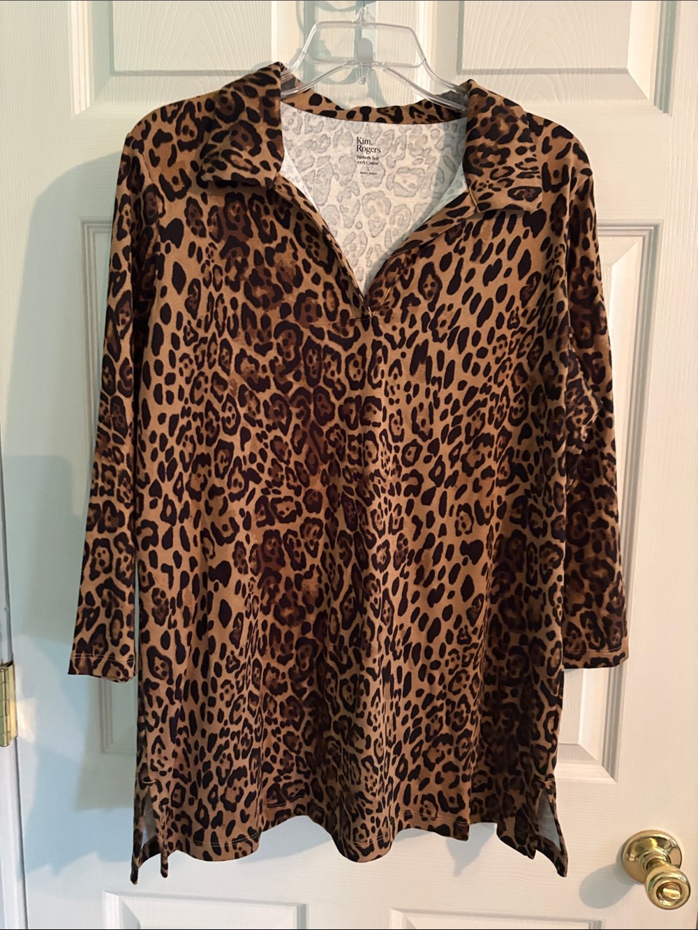 Kim Rogers Leopard Print Top in Brown and Black